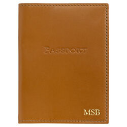 Personalized British Tan Leather Passport Cover